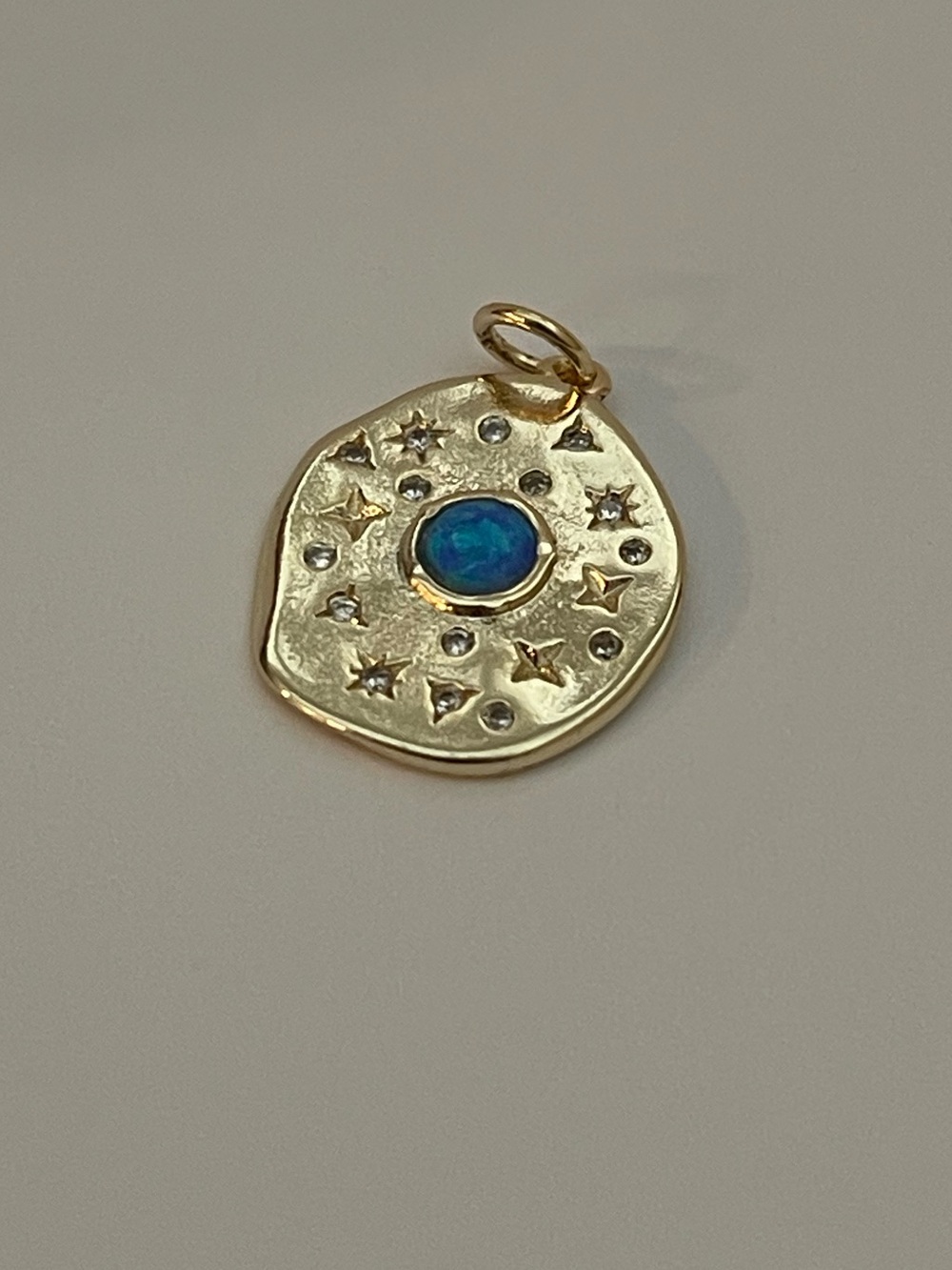 "Lucid Dreaming Anchor" Starburst 18K Gold Plated Over Bass With Opal